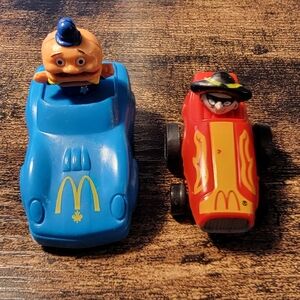 1980's McDonalds Happy Meal Toys Hamburglar & Officer Big Mac Pull Go Cars